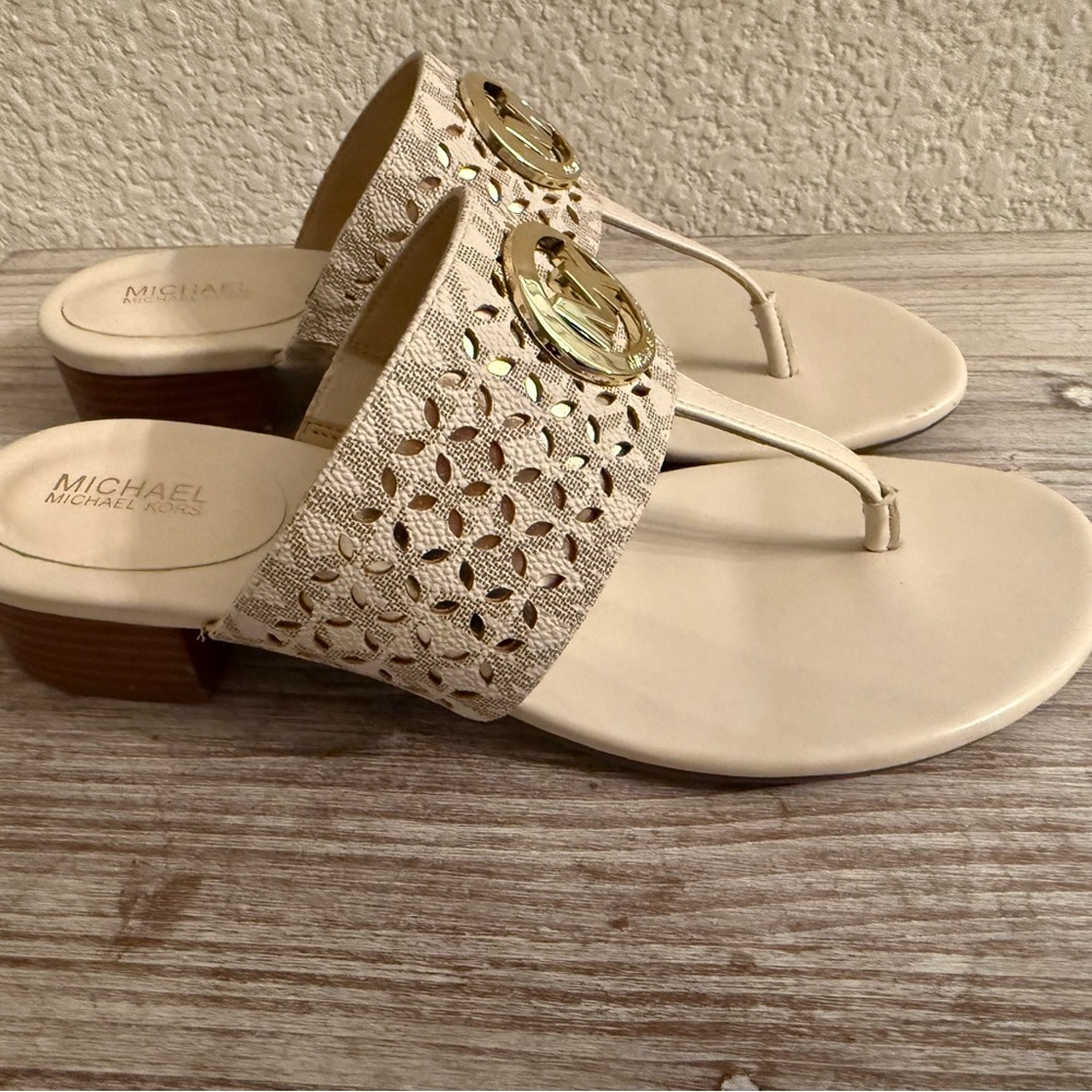 Michael Kors Cream Woven Sandals